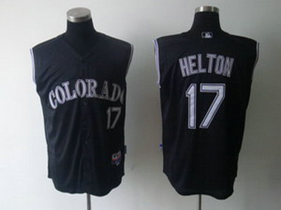 Colorado Rockies 17 Todd Helton Black Jerseys Vest Style