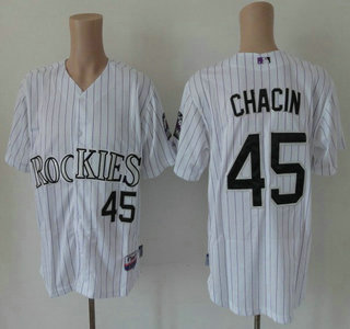 Colorado Rockies 45 Jhoulys Chacin 2012 White Jersey