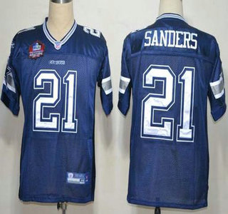 Dallas Cowboys 21 Deion Sanders Blue Hall of Fame Class Jersey