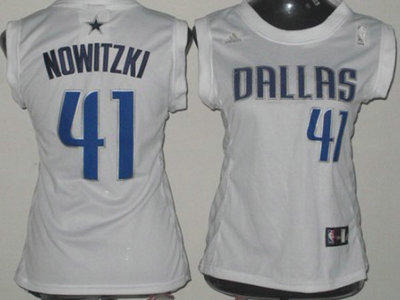Dallas Mavericks 41 Dirk Nowitzki White Authentic Womens Jersey