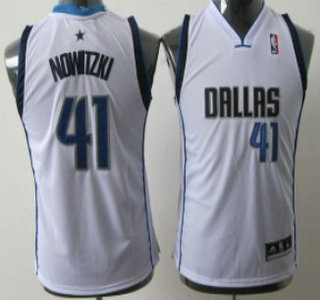 Dallas Mavericks 41 Dirk Nowitzki White Authentic Kids Jersey