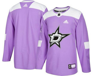 Dallas Stars Purple Adidas Hockey Fights Cancer Custom Practice Jersey