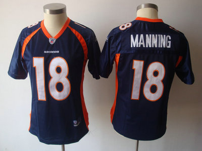 Denver Broncos 18 Peyton Manning Blue Womens Team Jersey