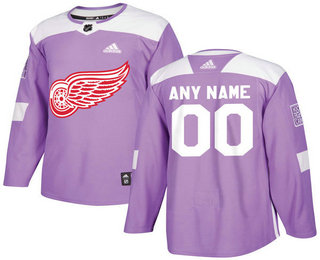 Detroit Red Wings Purple Adidas Hockey Fights Cancer Custom Practice Jersey