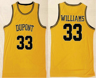 Dupont High School #33 Jason Williams Yellow Basketball Jersey