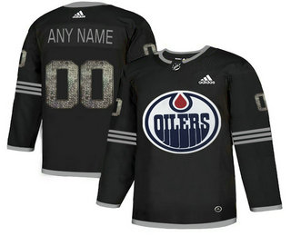 Edmonton Oilers Black Shadow Logo Print Men's Customized Adidas Jersey