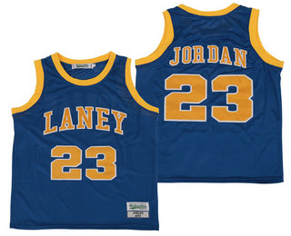 Emsley A. Laney High School #23 Michael Jordan Blue Throwback Jersey