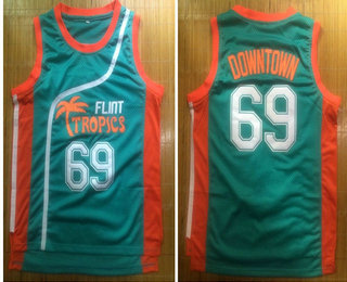 Flint Tropics #69 Downtown Malone Green Semi Pro Movie Stitched Basketball Jersey