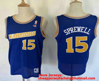 Golden State Warriors #15 Latrell Sprewell 1988-89 Blue Hardwood Classics Soul Swingman Throwback Jersey