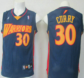 Golden State Warriors #30 Stephen Curry Lightning version Revolution 30 Swingman Blue Jersey