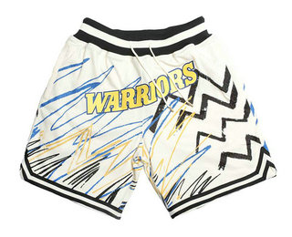 Golden State Warriors Sublimated Shorts (Off-White) JUST DON By Mitchell & Ness