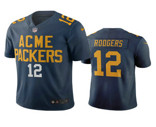 Green Bay Packers #12 Aaron Rodgers Navy City Edition Vapor Limited Jersey
