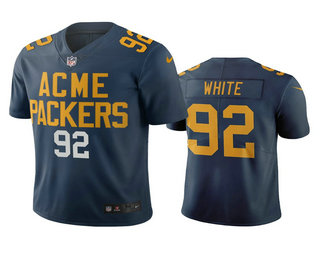 Green Bay Packers #92 Reggie White Navy City Edition Vapor Limited Jersey