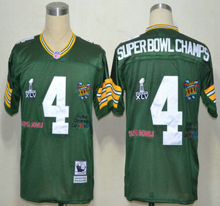Green Bay Packers 4 Super Bowl Champs Green Throwback Jersey