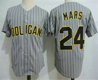 Hooligans #24K Bruno Mars Grey Stitched Baseball Jersey