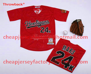 Hooligans #24K Bruno Mars Red Stitched Baseball Jersey