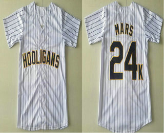 Hooligans #24K Bruno Mars Stitched White Baseball Jersey 2