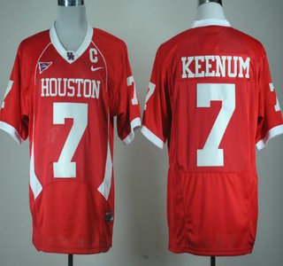 Houston Cougars #7 Case Keenum Red C-USA Patch Jersey