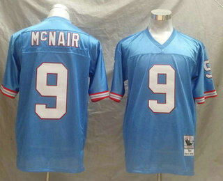 Houston Oilers #9 Steve McNair Light Blue Throwback Jersey