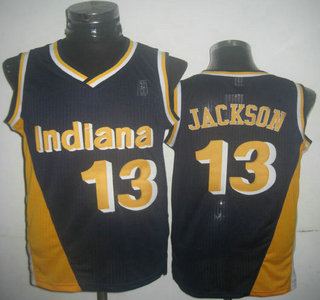 Indiana Pacers #13 Mark Jackson Navy Blue With Yellow Revolution 30 Authentic Jersey