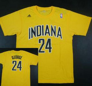 Indiana Pacers 24 Paul George Yellow NBA Basketball T-Shirt