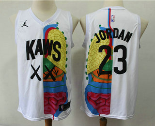 KAWS x Jordan #23 Michael Jordan White Stitched Basketball Jersey