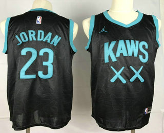 KAWS x Jordan 23 Michael Jordan Black Stitched Basketball Jersey