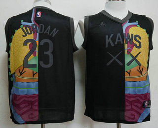 KAWS x Jordan x NBA Logos Black Stitched Basketball Jersey
