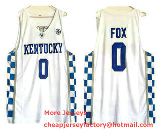 Kentucky Wildcats #0 DeAaron Fox White College Basketball Jersey
