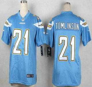Kid's San Diego Chargers #21 LaDainian Tomlinson Nike Light Blue Game Jersey