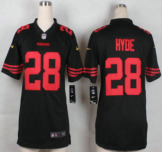Kid's San Francisco 49ers #28 Carlos Hyde 2015 Nike Black Game Jersey