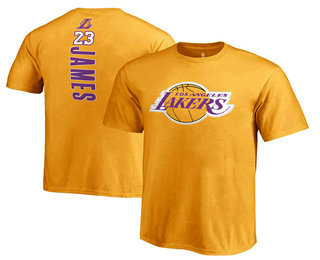Kid Los Angeles Lakers 23 LeBron James Gold Backer Name & Number T-Shirt