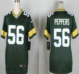 Kids's Green Bay Packers #56 Julius Peppers Nike Green Game Jersey