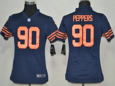 Nike Chicago Bears 90 Julius Peppers Dark Blue With Orange Number Game Kids Jersey