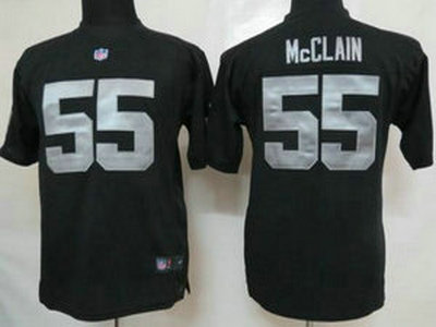 Nike Oakland Raiders 55 Rolando McClain Black Game Kids Jersey