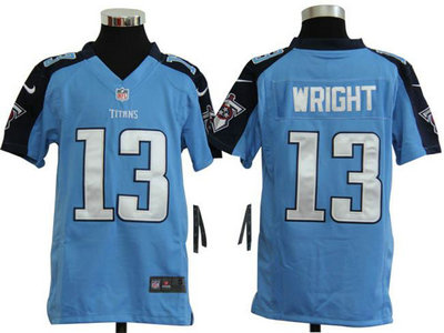 Nike Tennessee Titans 13 Kendall Wright Light Blue Game Kids Jersey