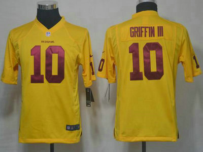 Nike Washington Redskins 10 Robert Griffin III Yellow Game Kids Jersey