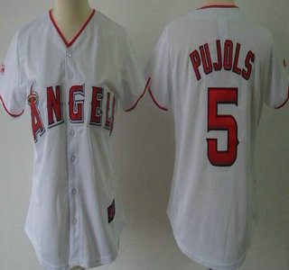 LA Angels of Anaheim #5 Albert Pujols White With Red Womens Jersey