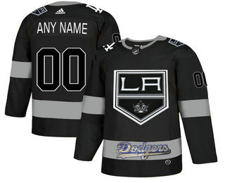 LA Kings With Dodgers Black Men's Customized Adidas Jersey