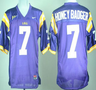 LSU Tigers Honey Badger #7 Tryann Mathieu Purple Jersey