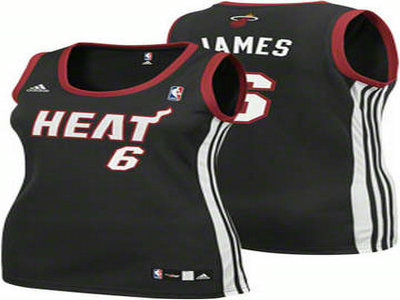 LeBron James Jersey Black 6 Miami Heat Women Jersey