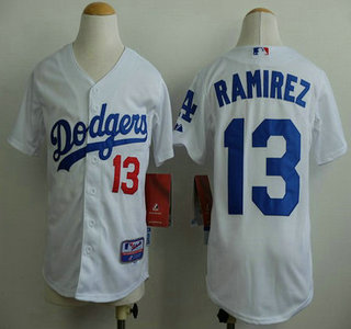 Los Angeles Dodgers #13 Hanley Ramirez White Kids Jersey