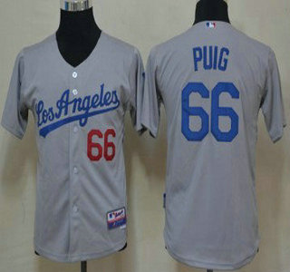 Los Angeles Dodgers #66 Yasiel Puig Gray Kids Jersey