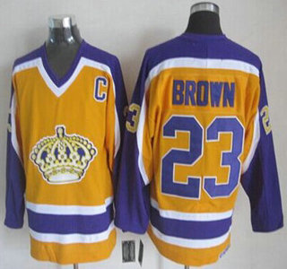 Los Angeles Kings #23 Dustin Brown Yellow Throwback CCM Jersey