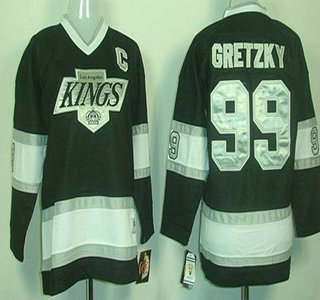 Los Angeles Kings #99 Wayne Gretzky Black Throwback CCM Kids Jersey