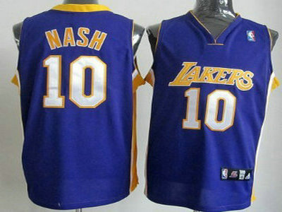 Los Angeles Lakers 10 Steve Nash Purple Authentic Jersey