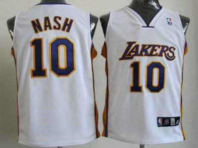 Los Angeles Lakers 10 Steve Nash White NBA Jerseys
