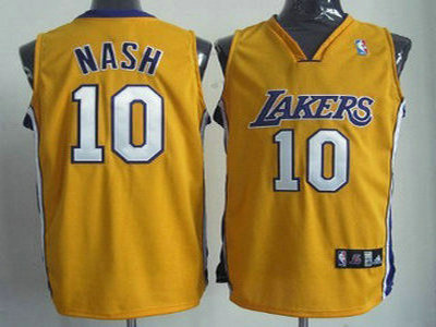 Los Angeles Lakers 10 Steve Nash Yellow Authentic Jersey
