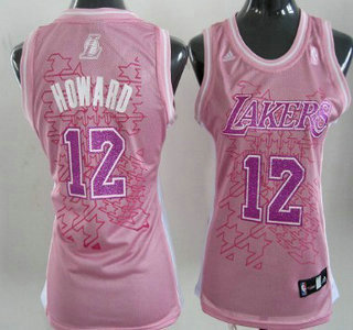 Los Angeles Lakers 12 Dwight Howard Pink Womens Jersey