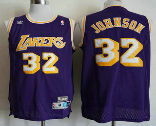 Los Angeles Lakers #32 Magic Johnson Purple Throwback Swingman Jersey